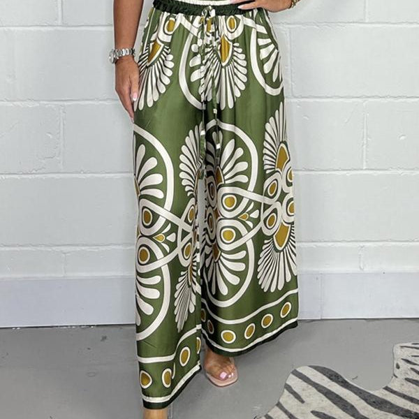Pantalon Large à Imprimé Ornemental