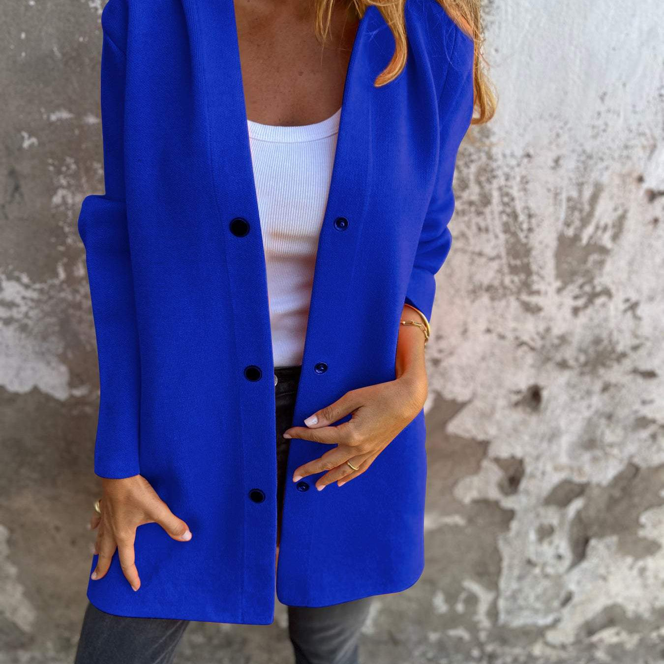 Lang Casual Cardigan Med Knapper Blød Komfort Stil