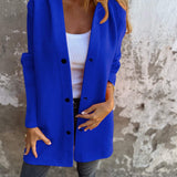 Lang Casual Cardigan Med Knapper Blød Komfort Stil