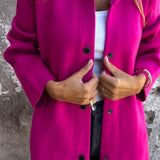 Lang Casual Cardigan Med Knapper Blød Komfort Stil
