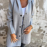 Lang Casual Cardigan Med Knapper Blød Komfort Stil