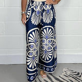 Pantalon Large à Imprimé Ornemental