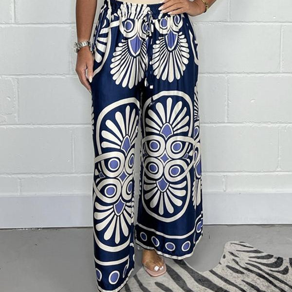 Pantalon Large à Imprimé Ornemental