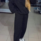 Ensemble Jogging Paillettes Coupe Ample Sweat Pantalon Style Tendance