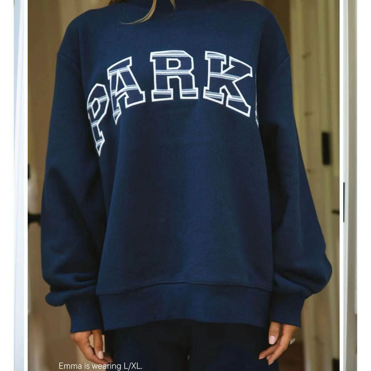 Sweat oversize femme col montant imprimé varsity