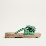 Sandales femme tressées à plateforme imprimé floral