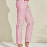 Pantalon Carreaux Vichy Ajusté Style Chic Décontracté