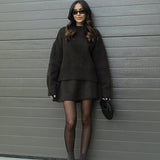 Ensemble Maille Oversize Pull Long Jupe Assortie Style Cocooning Chic