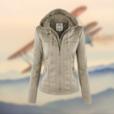 Veste Cuir Capuche Ajustée Fermeture Zip Style Moderne