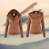 Veste Cuir Capuche Ajustée Fermeture Zip Style Moderne