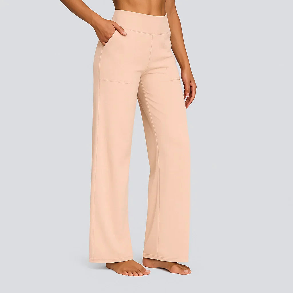 Pantalon Large Minimaliste Taille Haute Confort Élégant
