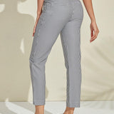 Pantalon Carreaux Vichy Ajusté Style Chic Décontracté