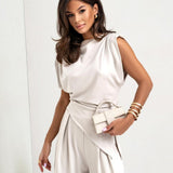 Ensemble Femme Haut Sans Manches et Pantalon Large Chic