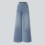 Jean large taille haute extensible silhouette élégante