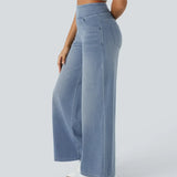 Jean large taille haute extensible silhouette élégante
