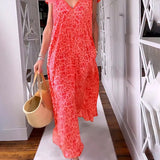 Robe Longue Femme Fleurie à Col V
