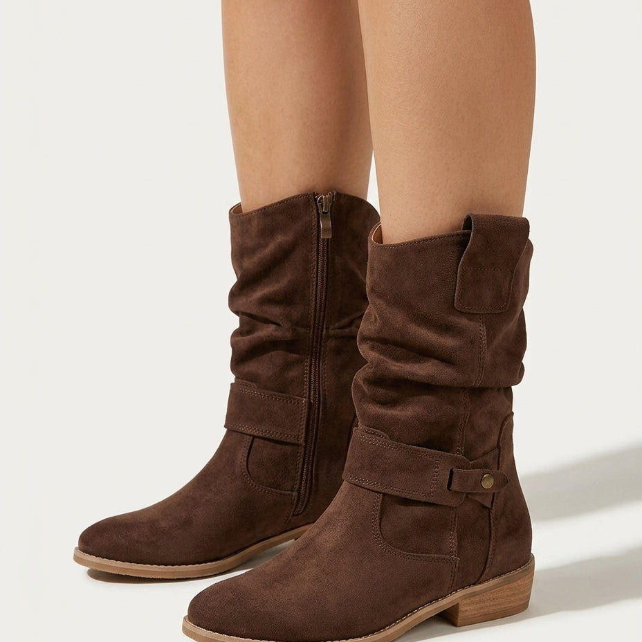 Bottines western femme souples effet daim