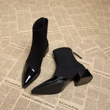 Bottines Femme Bout Pointu – Bottes Élégantes Talon Moyen