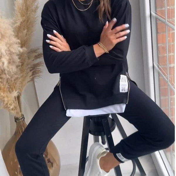 Ensemble Jogging Oversize Superposé Sweat Pantalon Style Casual Moderne