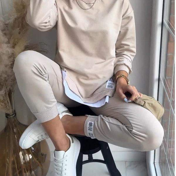 Ensemble Jogging Oversize Superposé Sweat Pantalon Style Casual Moderne