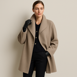 Manteau Court Laine Col Large Coupe Élégante Moderne