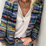 Farverig Strik Cardigan Casual Stil Blød Komfort
