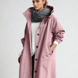 Trench-coat long femme ceinturé à col tailleur