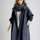 Trench-coat long femme ceinturé à col tailleur