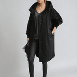 Trench-coat long femme ceinturé à col tailleur