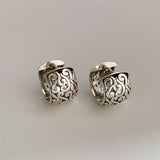 Boucles d'oreilles argent 925 gravées vintage