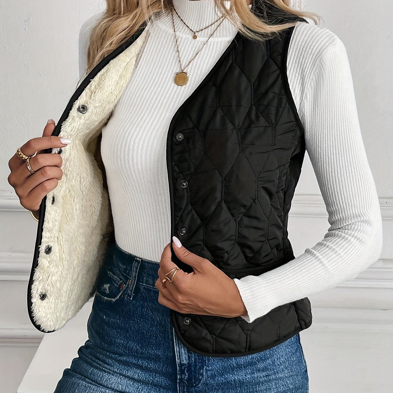 Gabrielle | Gilet Sans Manches Matelassé & Style Bomber