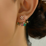Boucles d'oreilles fleur femme double superposition