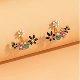 Boucles d'oreilles fleur femme double superposition