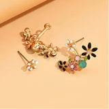 Boucles d'oreilles fleur femme double superposition
