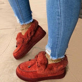 Mocassins Fourrés à Nœud Style Cocooning