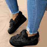 Mocassins Fourrés à Nœud Style Cocooning