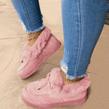 Mocassins Fourrés à Nœud Style Cocooning