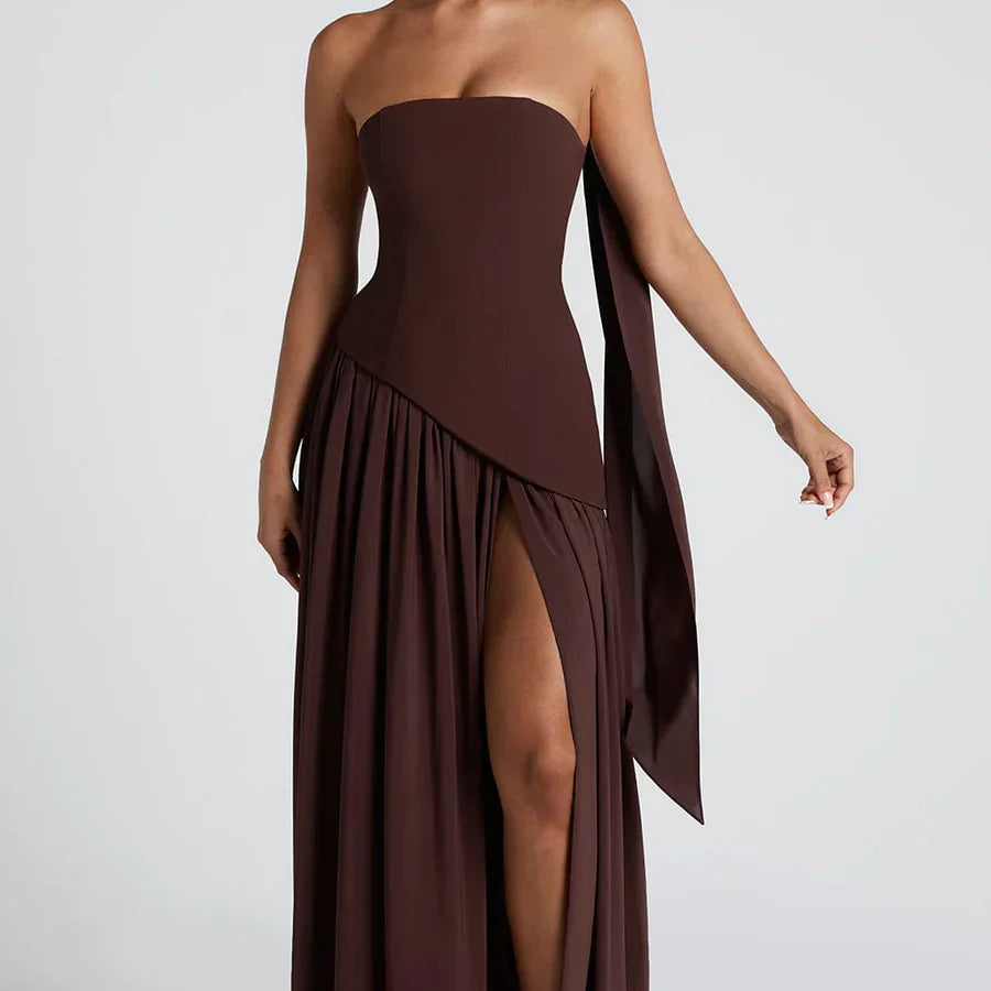 Robe Femme Longue Bustier Fendue Élégante