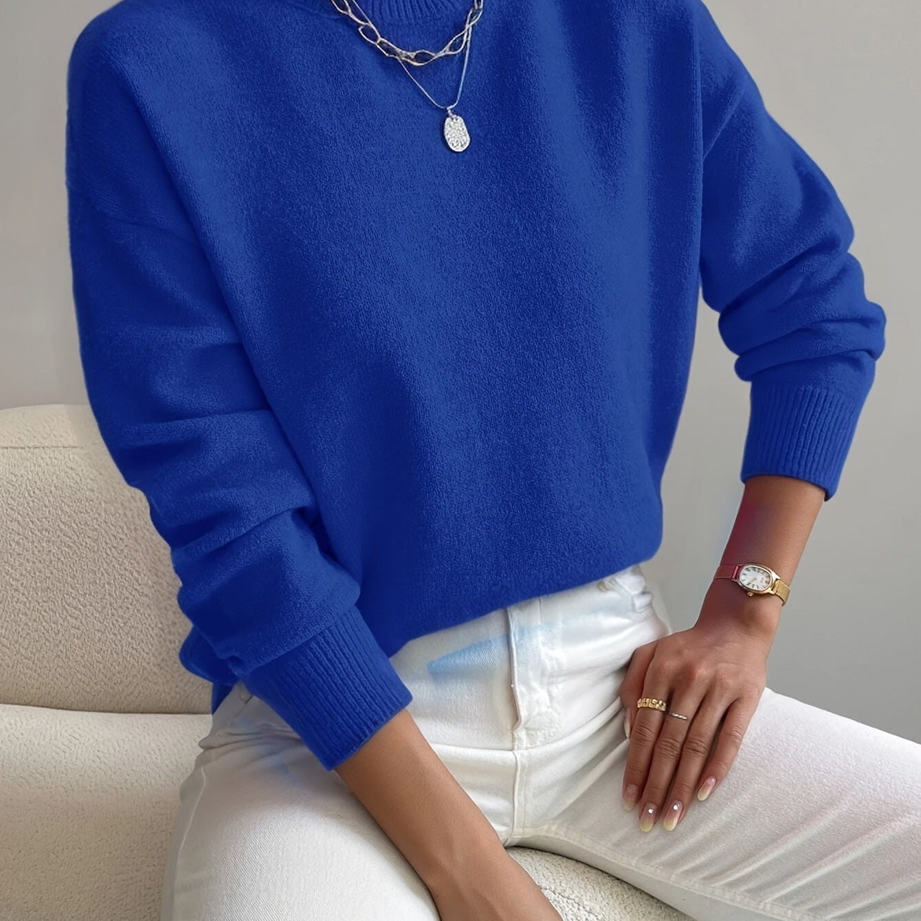 Pull Automne Léger Blanc Femme