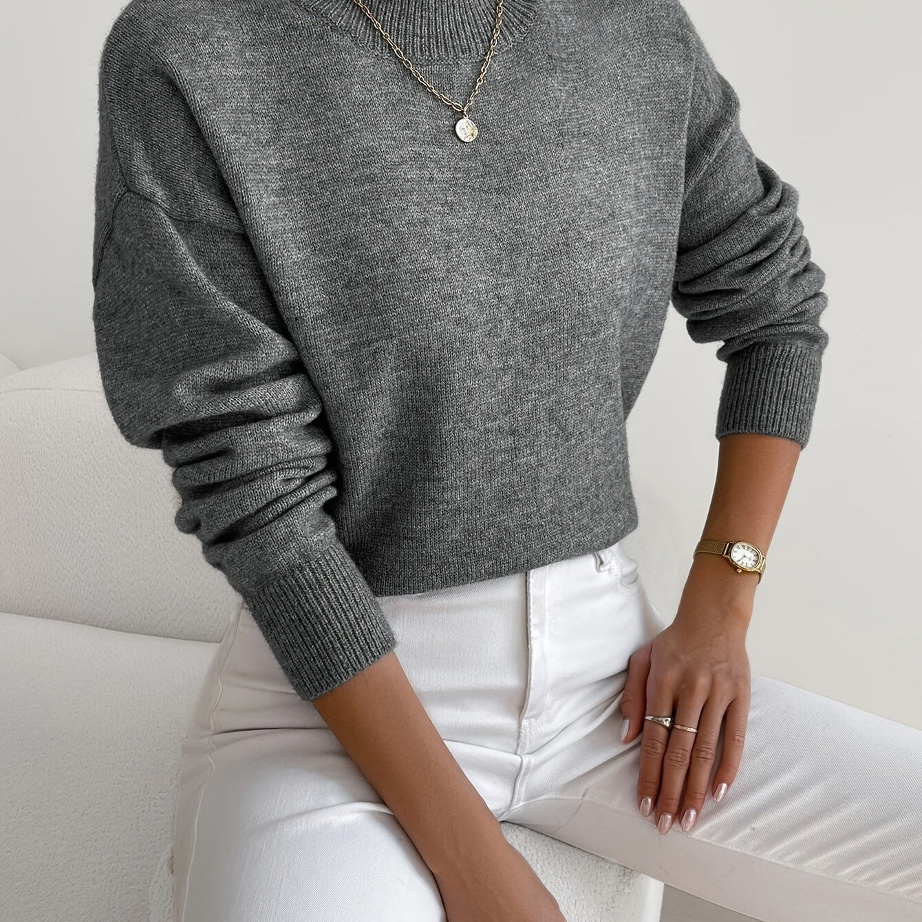Pull Automne Léger Blanc Femme