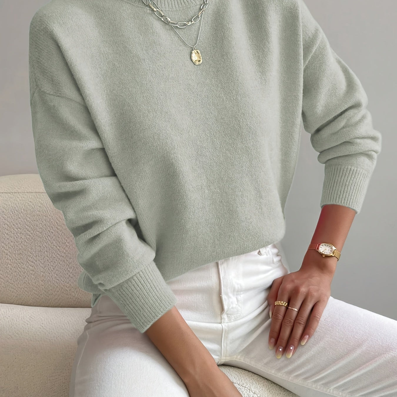 Pull Automne Léger Blanc Femme