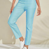 Pantalon Carreaux Vichy Ajusté Style Chic Décontracté