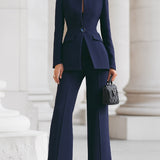 Tailleur femme deux pièces blazer et pantalon évasé