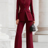 Tailleur femme deux pièces blazer et pantalon évasé