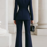 Tailleur femme deux pièces blazer et pantalon évasé