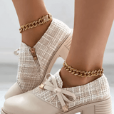 Bottines Tweed à Lacets Style Chic