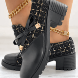 Bottines Tweed à Lacets Style Chic