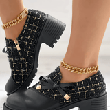 Bottines Tweed à Lacets Style Chic