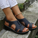 Sandales Compensées Découpées Style Casual