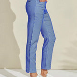 Pantalon Carreaux Vichy Ajusté Style Chic Décontracté